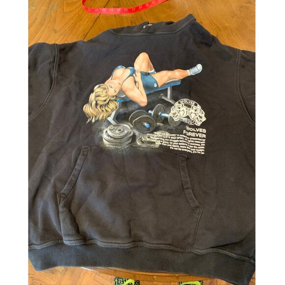 Darc Sport Wolves Black Hoodie  Sweatshirt Body Building Mens Large - Picture 3 of 8